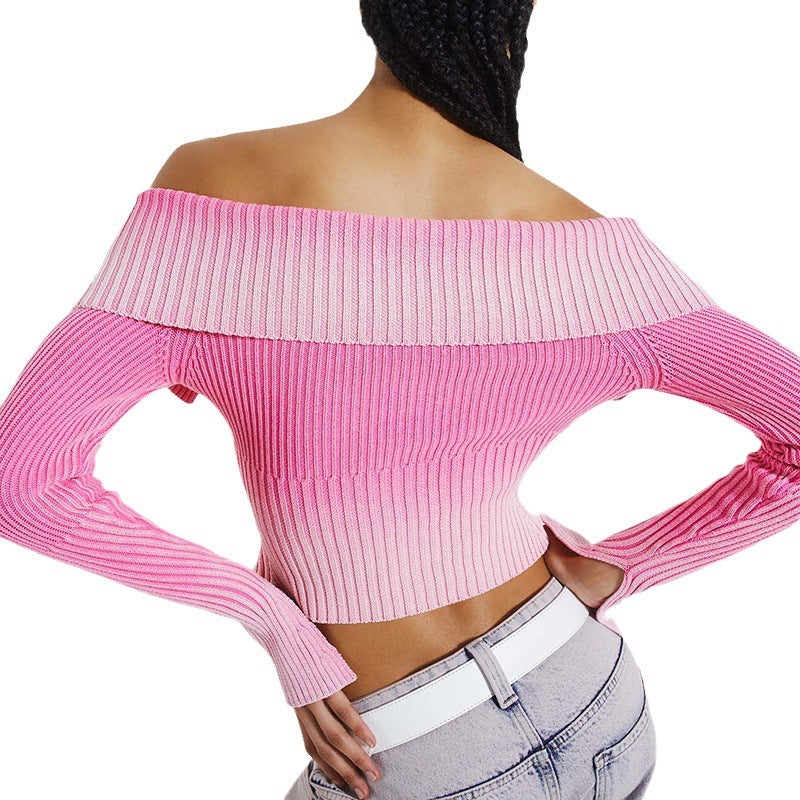 Vintage Zipper Off-shoulder Lapel Sweater For Women - Bellarte Enchanté Vintage Zipper Off-shoulder Lapel Sweater For Women