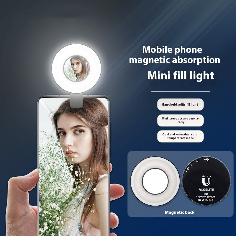 W36 Mobile Phone Fill-in Light Live Broadcast Mini Makeup Mirror Light - Bellarte Enchanté W36 Mobile Phone Fill-in Light Live Broadcast Mini Makeup Mirror Light