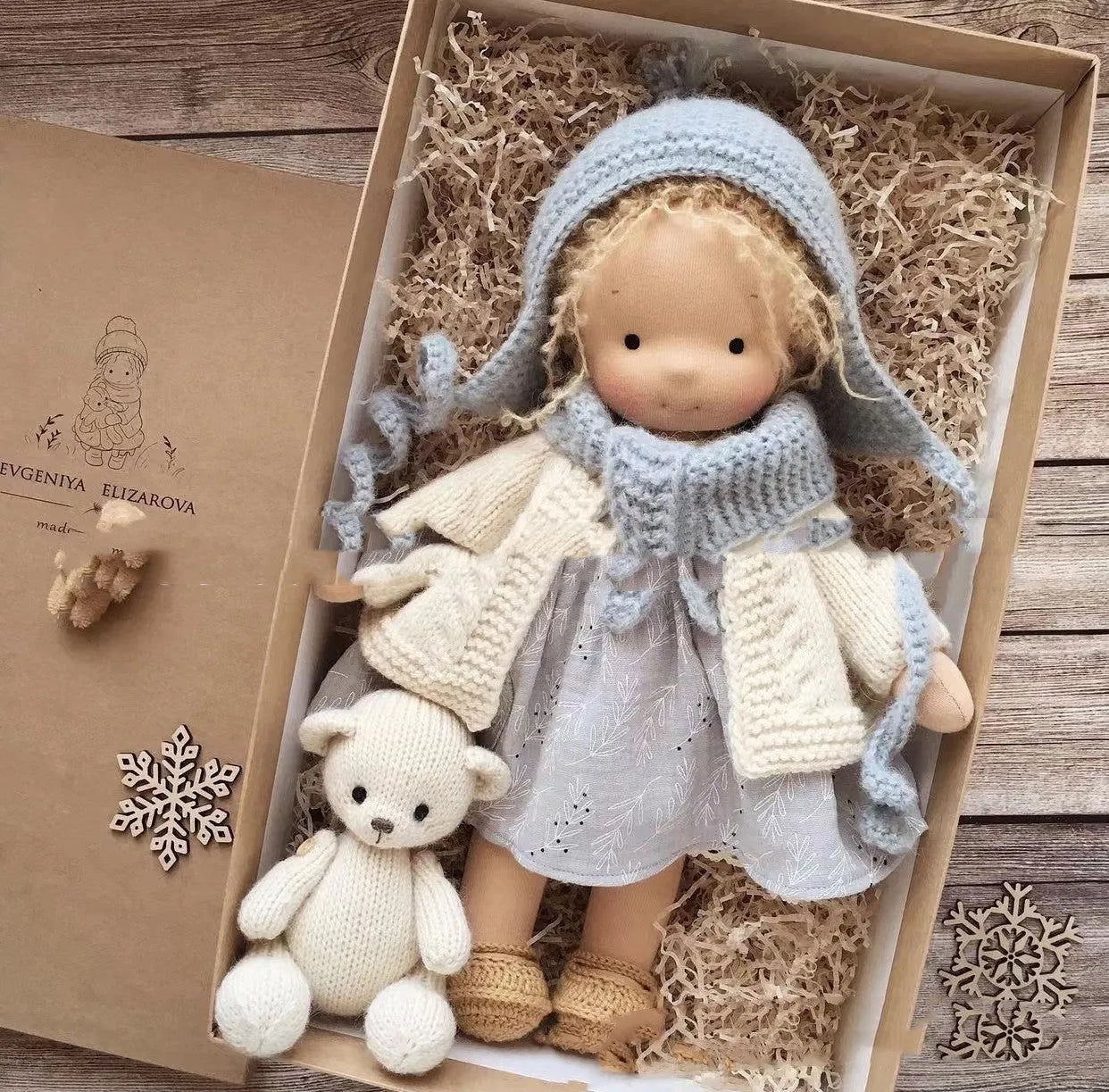 Waldorf Handmade Plush Doll With Curly Hair Girl - Bellarte Enchanté Waldorf Handmade Plush Doll With Curly Hair Girl