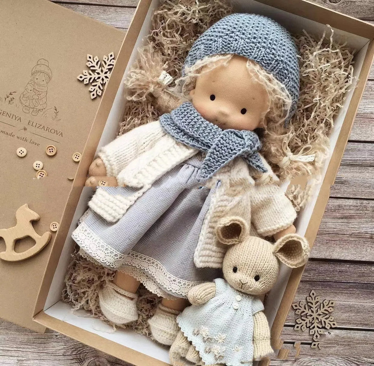 Waldorf Handmade Plush Doll With Curly Hair Girl - Bellarte Enchanté Waldorf Handmade Plush Doll With Curly Hair Girl