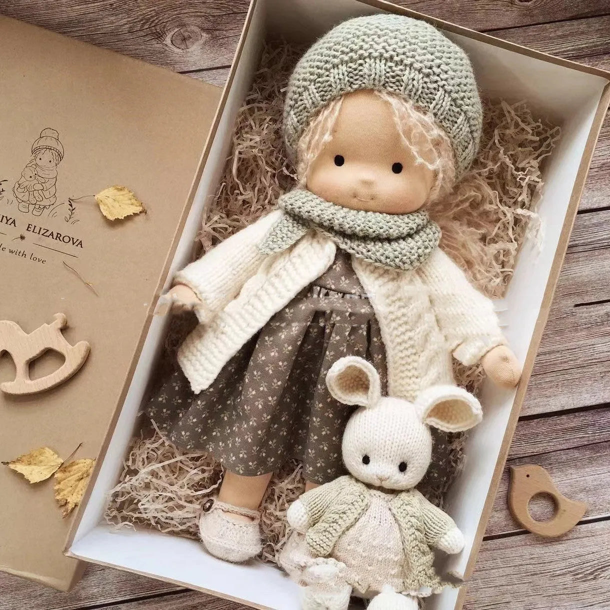 Waldorf Handmade Plush Doll With Curly Hair Girl - Bellarte Enchanté Waldorf Handmade Plush Doll With Curly Hair Girl