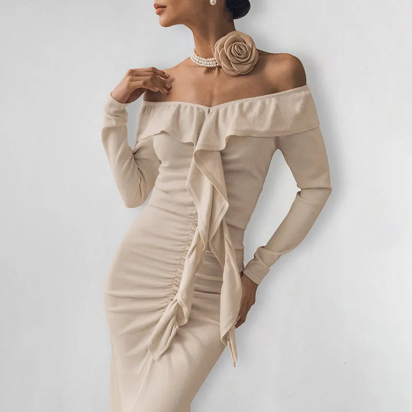 Warm Dralon Dress Khaki Women's Clothing - Bellarte Enchanté Warm Dralon Dress Khaki Women's Clothing