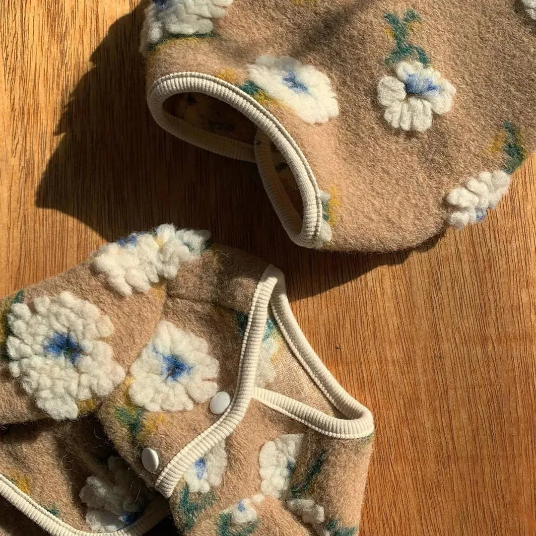 Warm Lamb Woolen Flower Vest Jacket Dog Sweater Warm Pet Clothes - Bellarte Enchanté Warm Lamb Woolen Flower Vest Jacket Dog Sweater Warm Pet Clothes