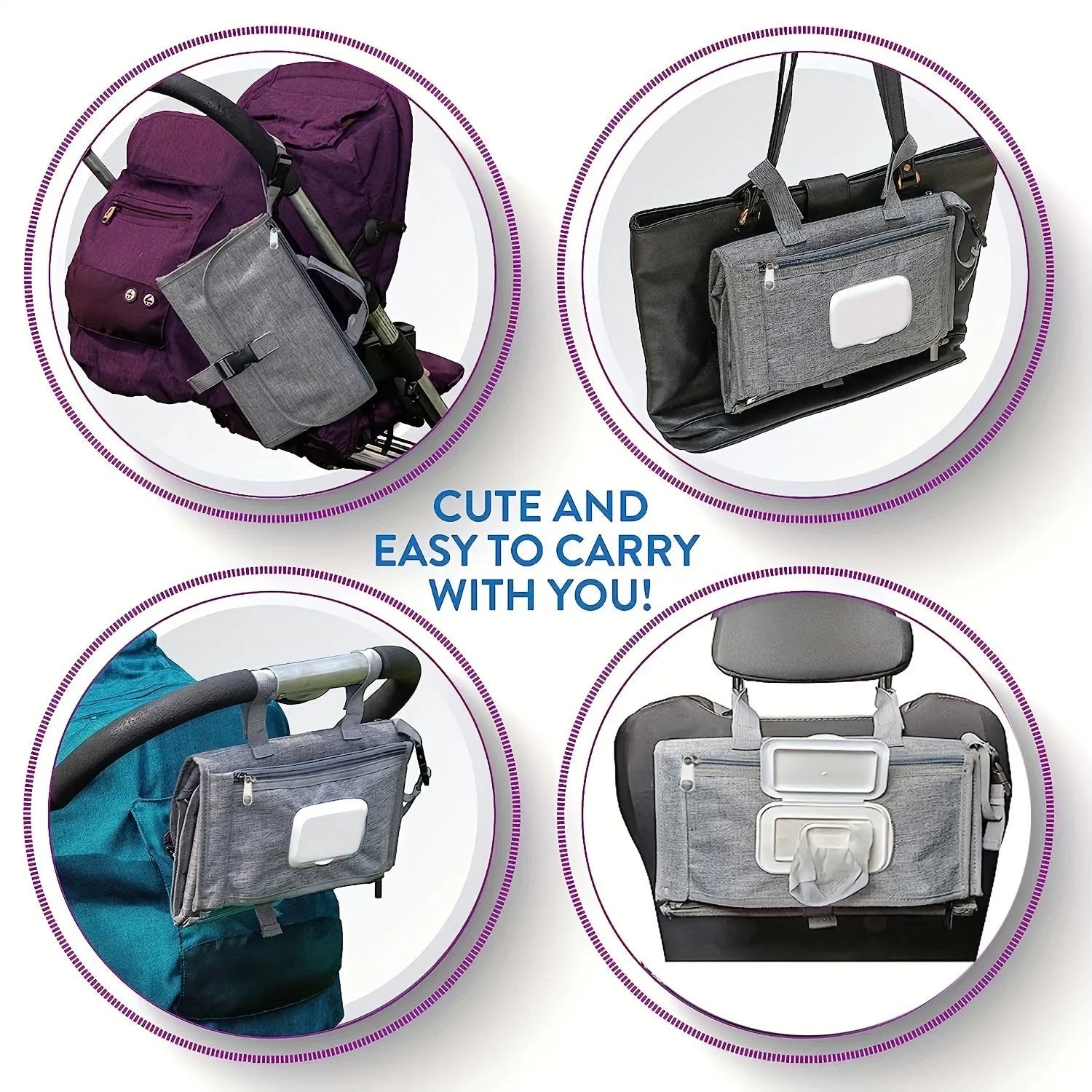 Waterproof Portable Diaper Changing Pad With Head Cushion And Smart Wipes - Bellarte Enchanté Waterproof Portable Diaper Changing Pad With Head Cushion And Smart Wipes