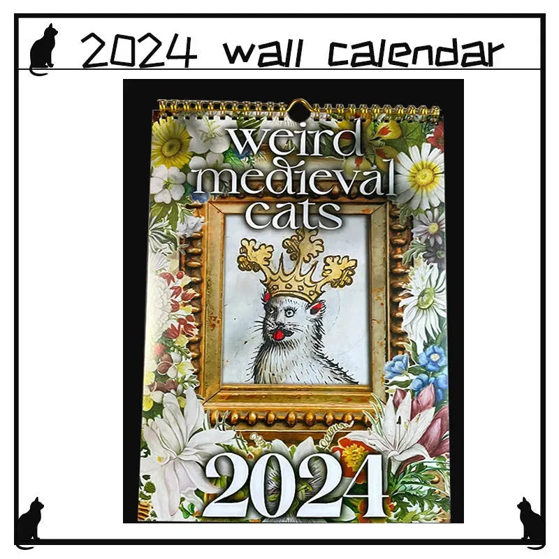Weird Medieval Cats Calendar 2024 Medieval Strange Cat Calendar - Bellarte Enchanté Weird Medieval Cats Calendar 2024 Medieval Strange Cat Calendar
