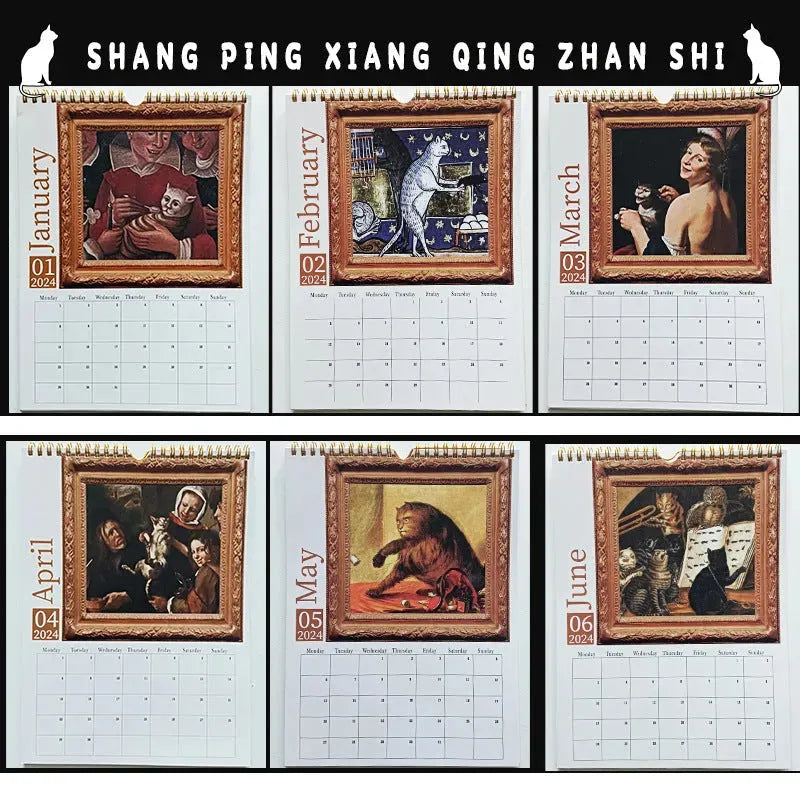 Weird Medieval Cats Calendar 2024 Medieval Strange Cat Calendar - Bellarte Enchanté Weird Medieval Cats Calendar 2024 Medieval Strange Cat Calendar