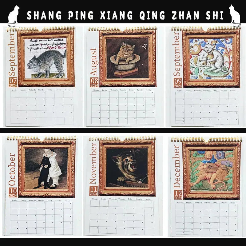 Weird Medieval Cats Calendar 2024 Medieval Strange Cat Calendar - Bellarte Enchanté Weird Medieval Cats Calendar 2024 Medieval Strange Cat Calendar