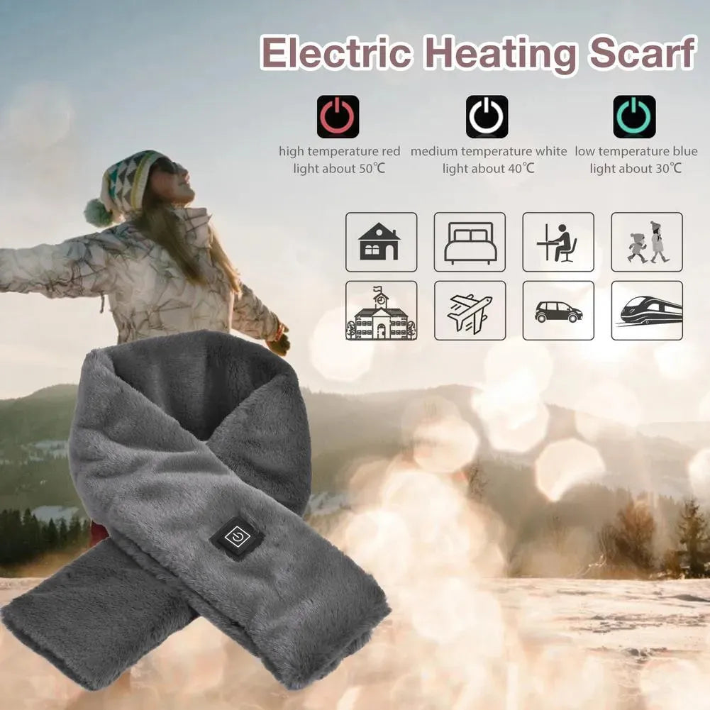 Winter Electric Heated Scarf 5V 3 Level Adjustable Temperature Scarf USB Charging Heat Control Neck Warmer For Cycling Camping - Bellarte Enchanté Winter Electric Heated Scarf 5V 3 Level Adjustable Temperature Scarf USB Charging Heat Control Neck Warmer For Cycling Camping
