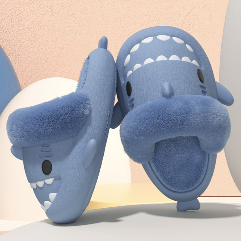 Winter Shark Slippers Detachable Warm Fuzzy Slippers - Bellarte Enchanté Winter Shark Slippers Detachable Warm Fuzzy Slippers