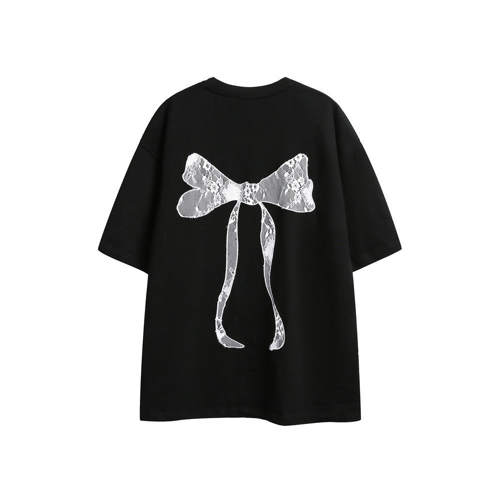 Women's Bow Embroidered Short-sleeved T-shirt - Bellarte Enchanté Women's Bow Embroidered Short-sleeved T-shirt