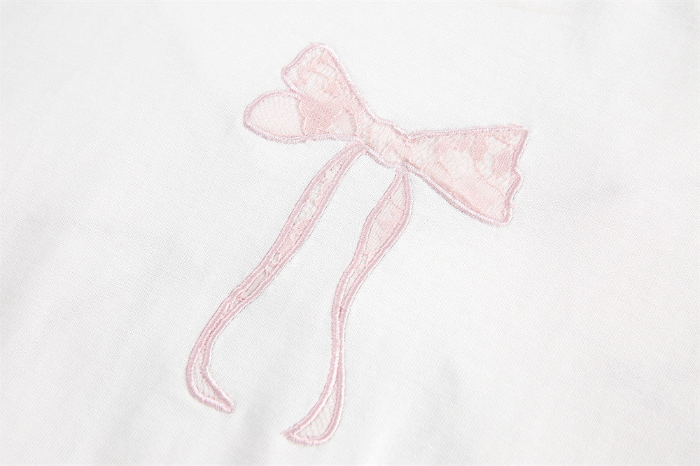 Women's Bow Embroidered Short-sleeved T-shirt - Bellarte Enchanté Women's Bow Embroidered Short-sleeved T-shirt