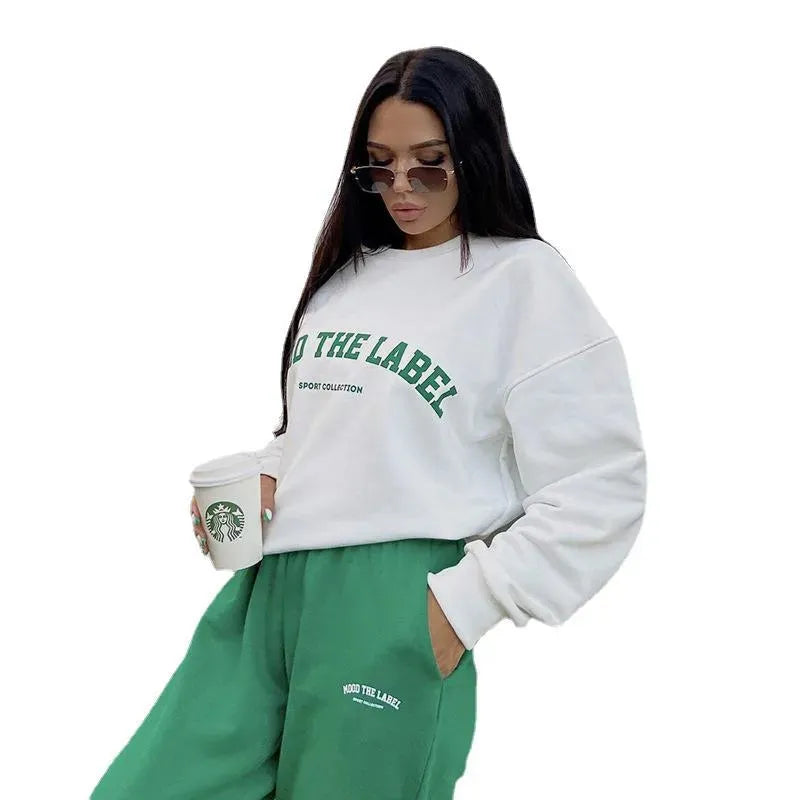 Women's Design Sweater Printed Letters Loose Top - Bellarte Enchanté Women's Design Sweater Printed Letters Loose Top