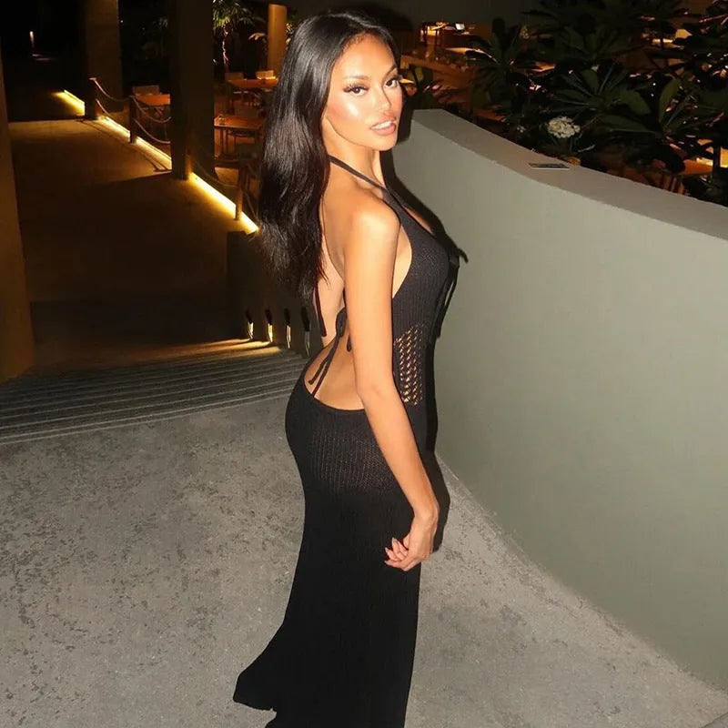 Women's Fashion Halter Backless Hollow Dress - Bellarte Enchanté Women's Fashion Halter Backless Hollow Dress