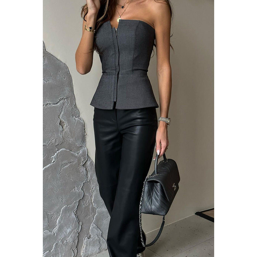 Women's Fashion Multi-color Zipper Tube Top - Bellarte Enchanté Women's Fashion Multi-color Zipper Tube Top