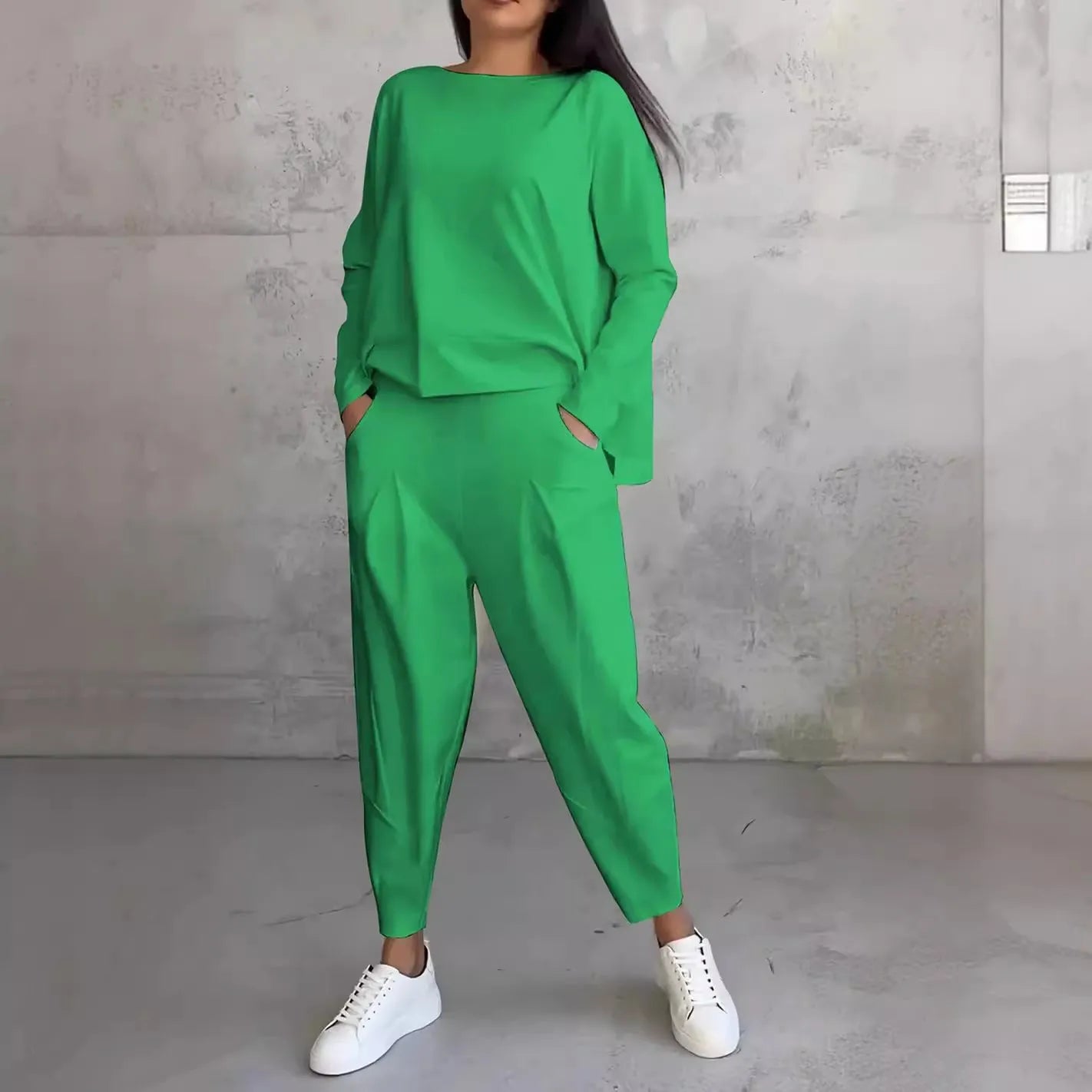 Women's Irregular Design Long-sleeved Sweater Harem Pants Suit - Bellarte Enchanté Women's Irregular Design Long-sleeved Sweater Harem Pants Suit