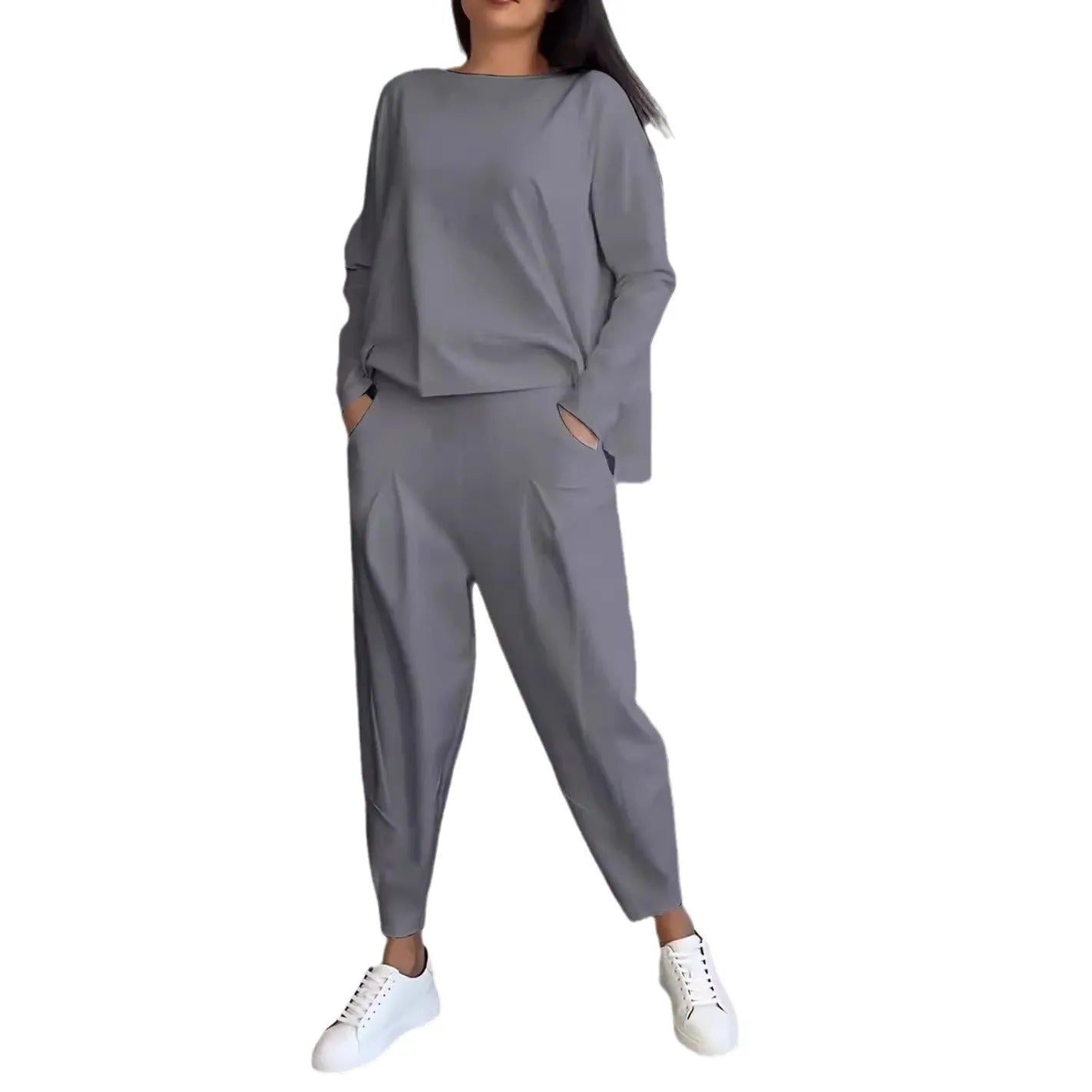 Women's Irregular Design Long-sleeved Sweater Harem Pants Suit - Bellarte Enchanté Women's Irregular Design Long-sleeved Sweater Harem Pants Suit