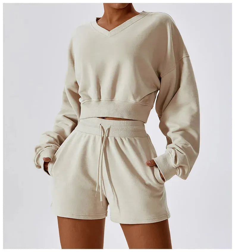 Women's Keep Warm V-neck Leisure Loose Long Sleeve Sweatshirt - Bellarte Enchanté Women's Keep Warm V-neck Leisure Loose Long Sleeve Sweatshirt