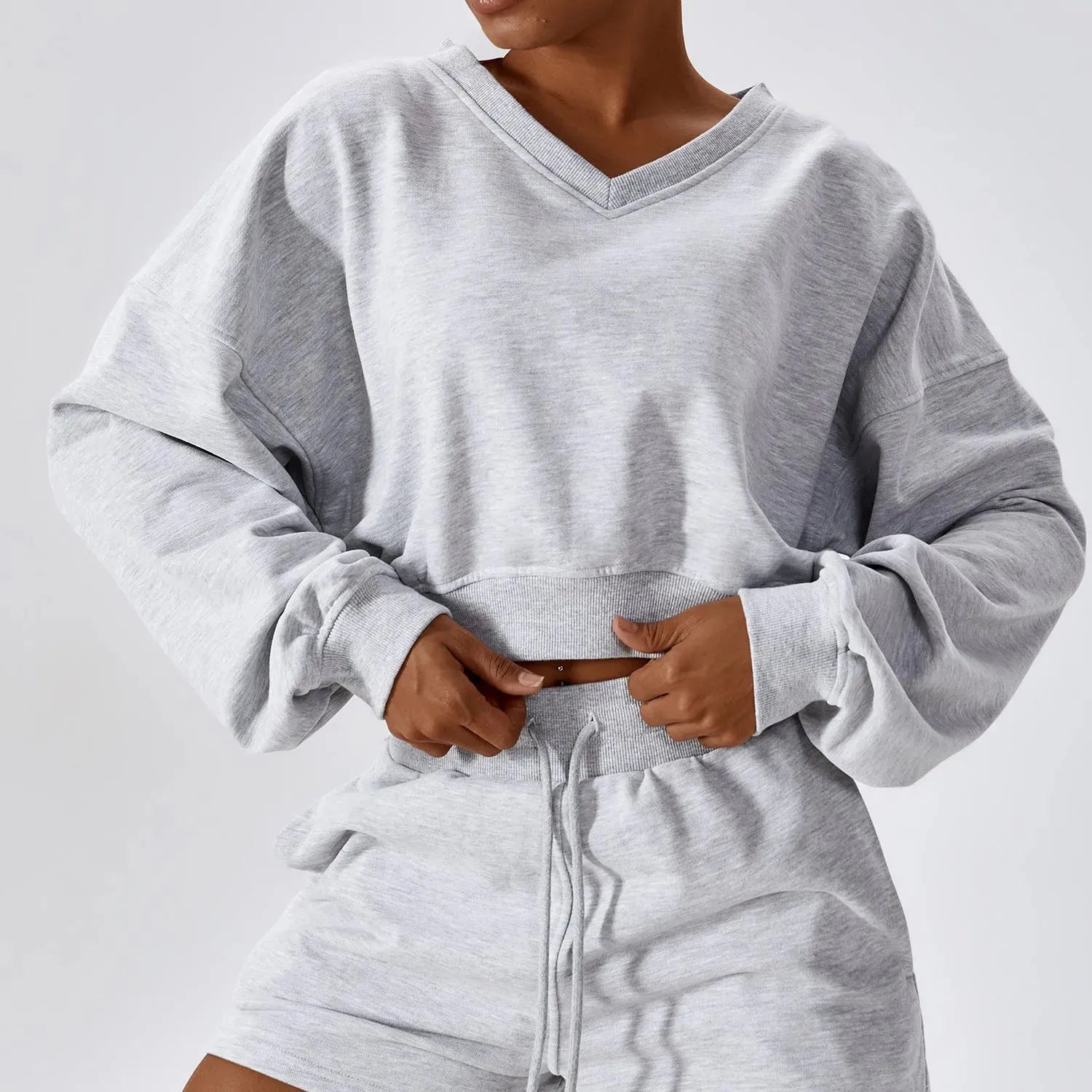 Women's Keep Warm V-neck Leisure Loose Long Sleeve Sweatshirt - Bellarte Enchanté Women's Keep Warm V-neck Leisure Loose Long Sleeve Sweatshirt