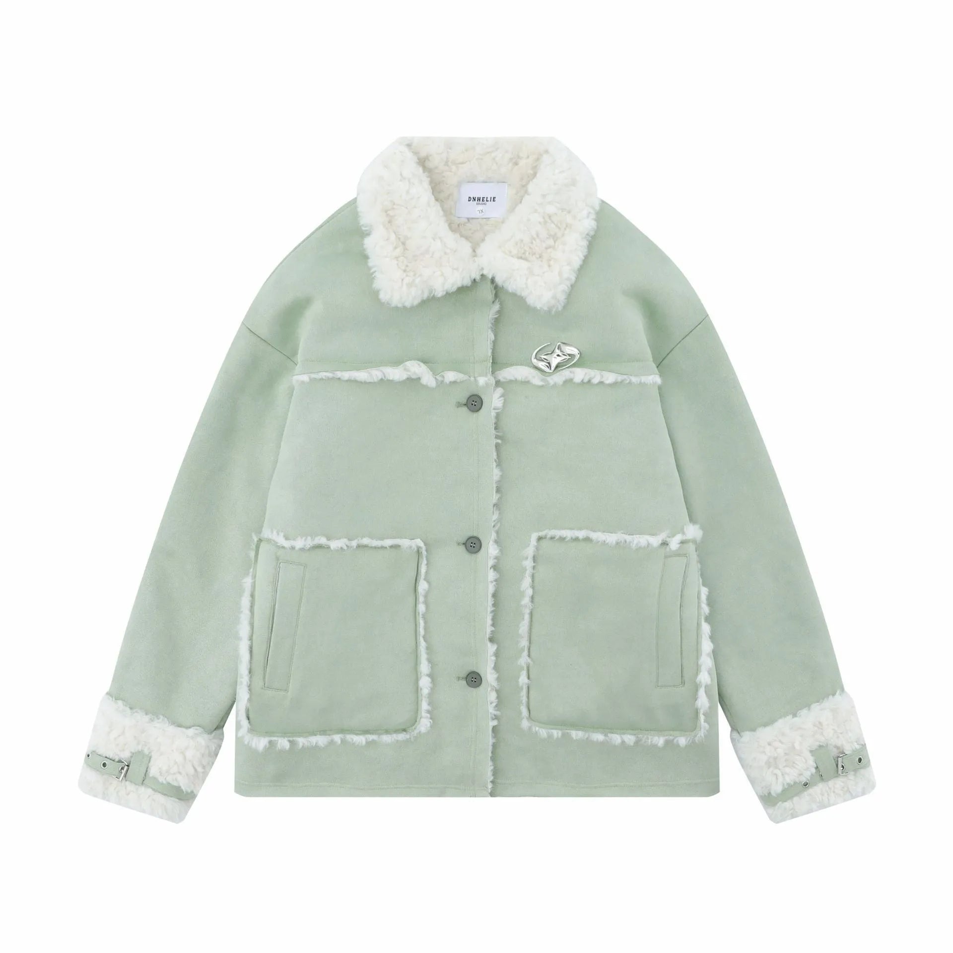 Women's Patchwork Lambswool Lapel Cotton-padded Coat - Bellarte Enchanté Women's Patchwork Lambswool Lapel Cotton-padded Coat