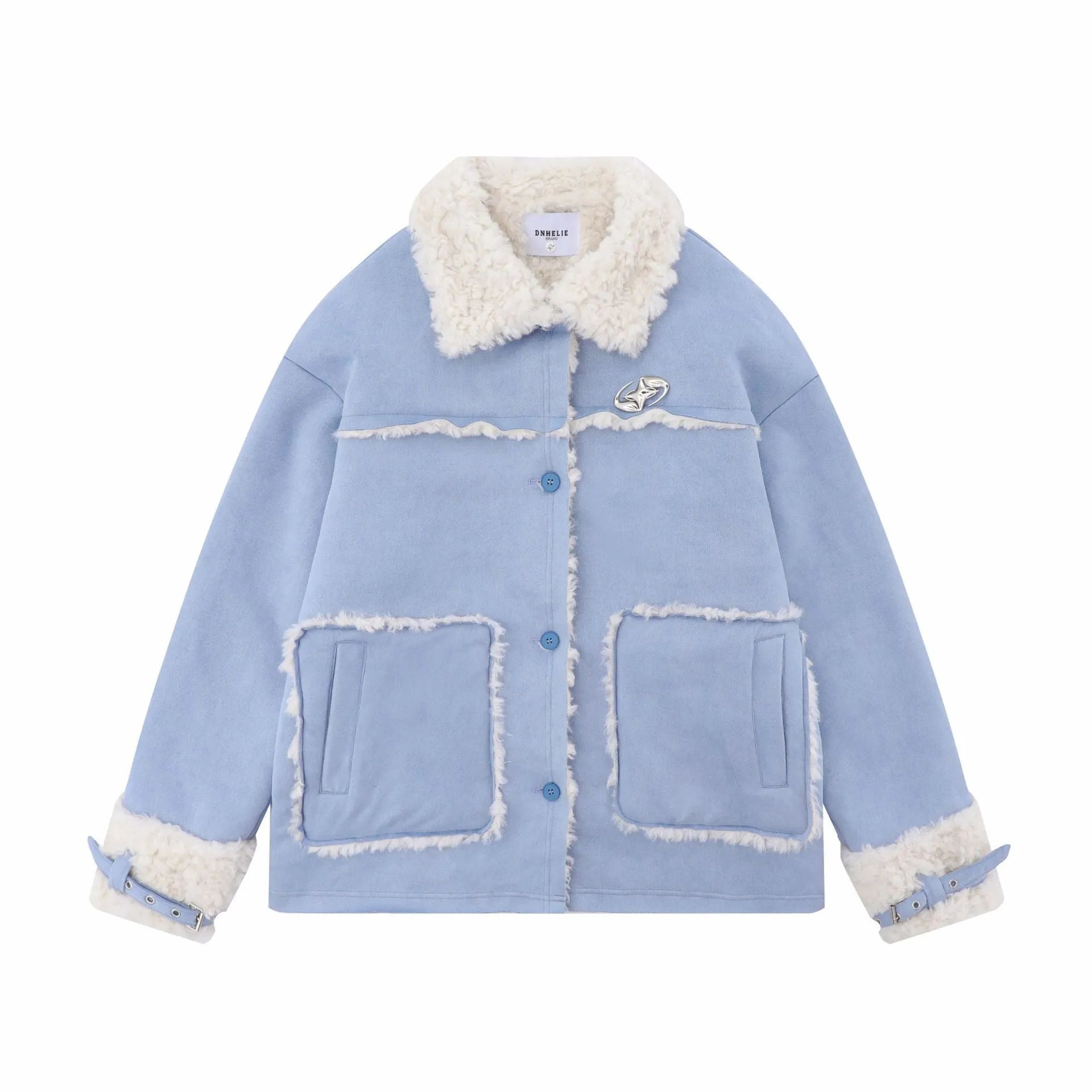 Women's Patchwork Lambswool Lapel Cotton-padded Coat - Bellarte Enchanté Women's Patchwork Lambswool Lapel Cotton-padded Coat