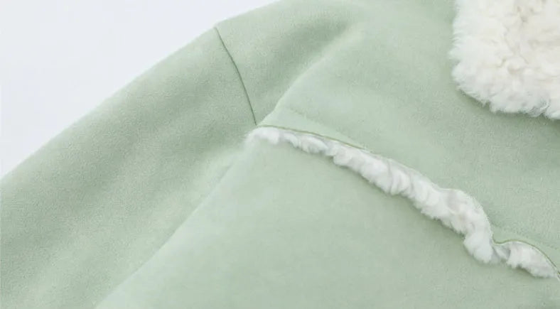 Women's Patchwork Lambswool Lapel Cotton-padded Coat - Bellarte Enchanté Women's Patchwork Lambswool Lapel Cotton-padded Coat