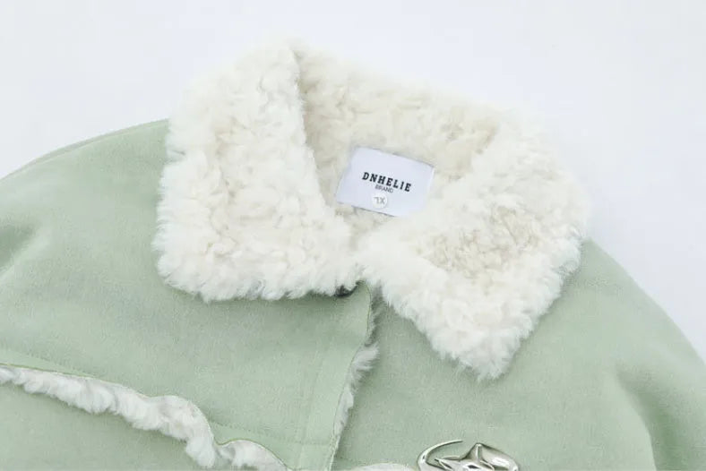 Women's Patchwork Lambswool Lapel Cotton-padded Coat - Bellarte Enchanté Women's Patchwork Lambswool Lapel Cotton-padded Coat