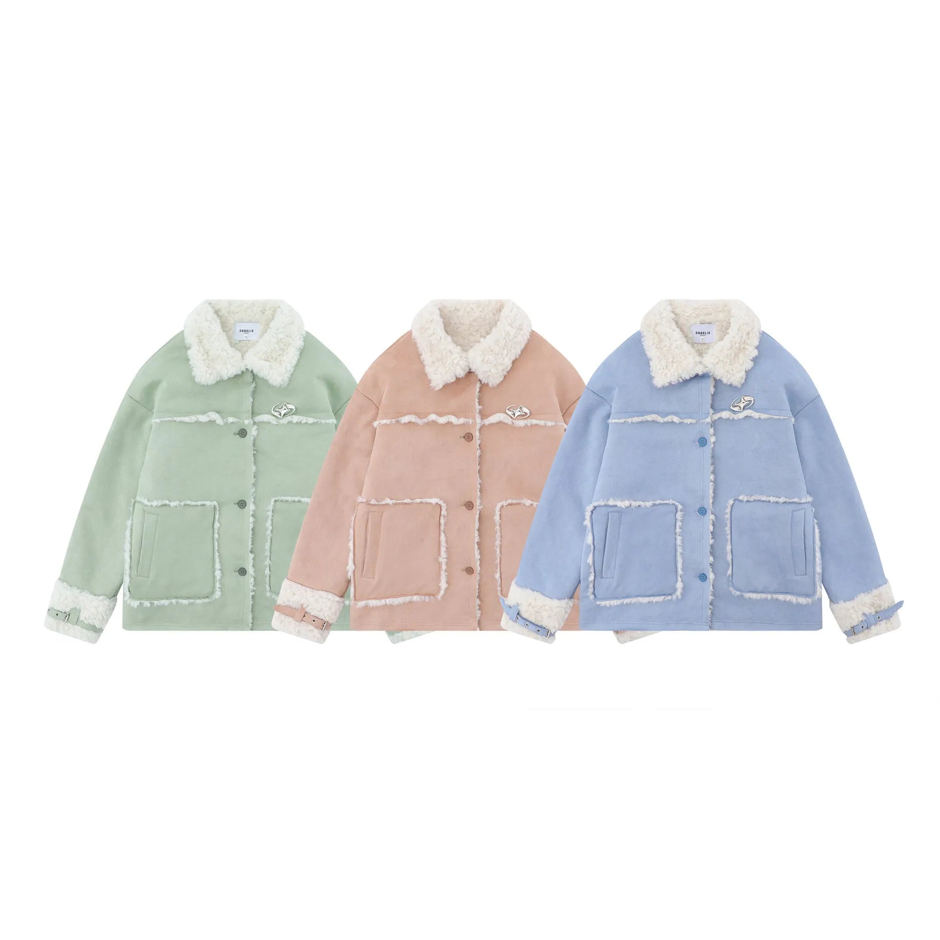 Women's Patchwork Lambswool Lapel Cotton-padded Coat - Bellarte Enchanté Women's Patchwork Lambswool Lapel Cotton-padded Coat