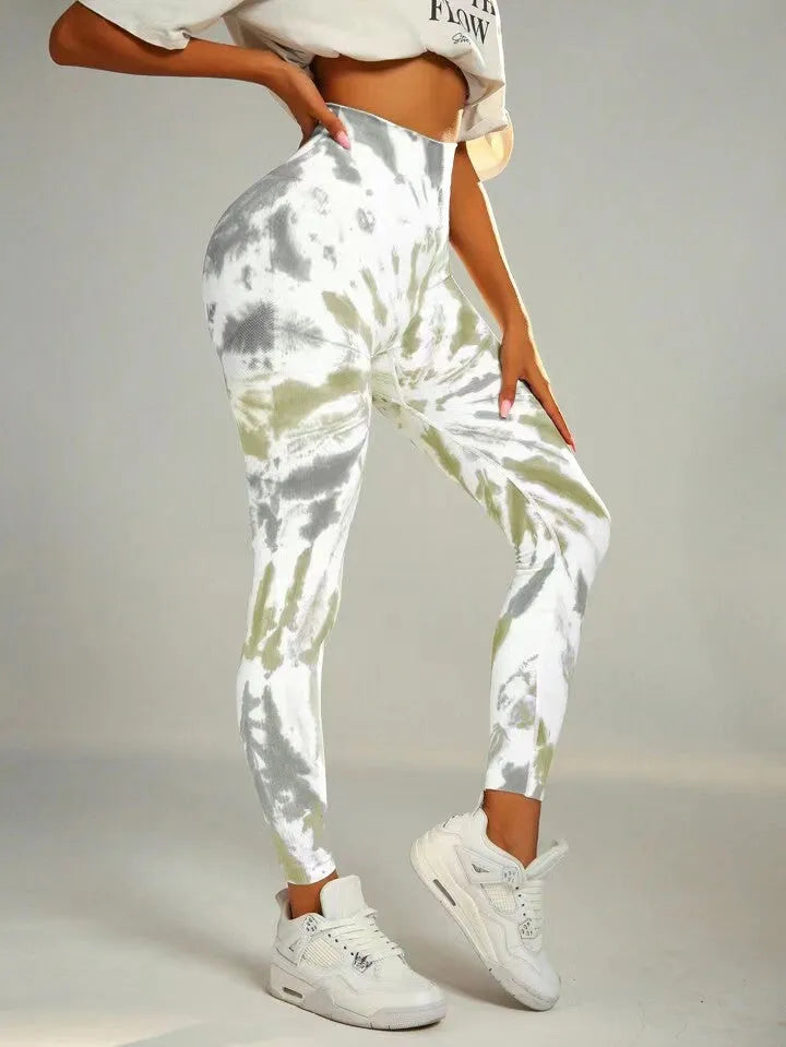 Women's Seamless Tie-dye Print Yoga Pants - Bellarte Enchanté Women's Seamless Tie-dye Print Yoga Pants