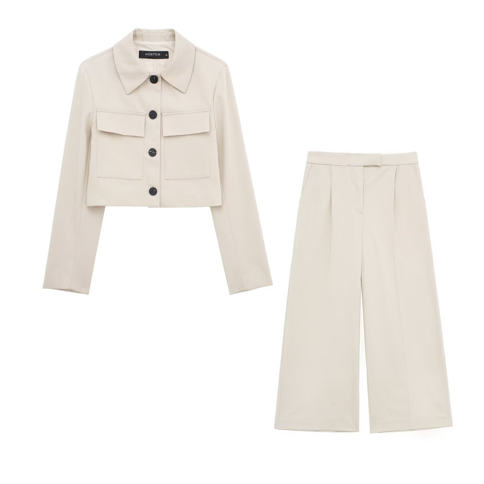 Women's Short Jacket High Waist Straight Casual Suit - Bellarte Enchanté Women's Short Jacket High Waist Straight Casual Suit