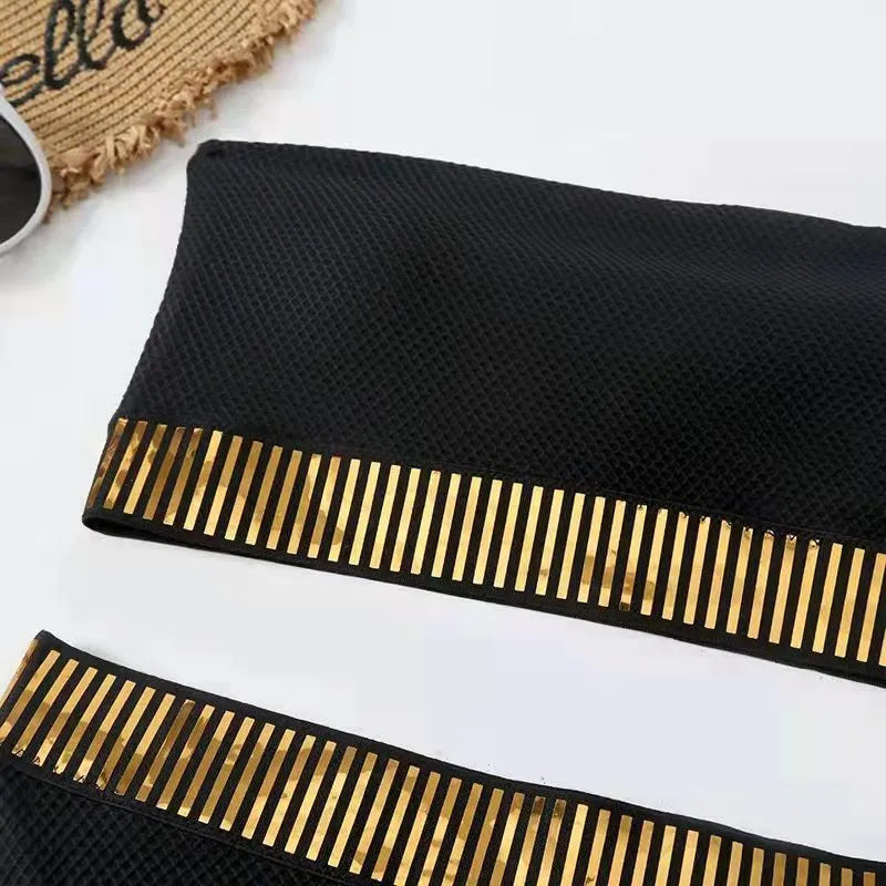 Women's Solid Color High Waist Split Bikini - Bellarte Enchanté Women's Solid Color High Waist Split Bikini