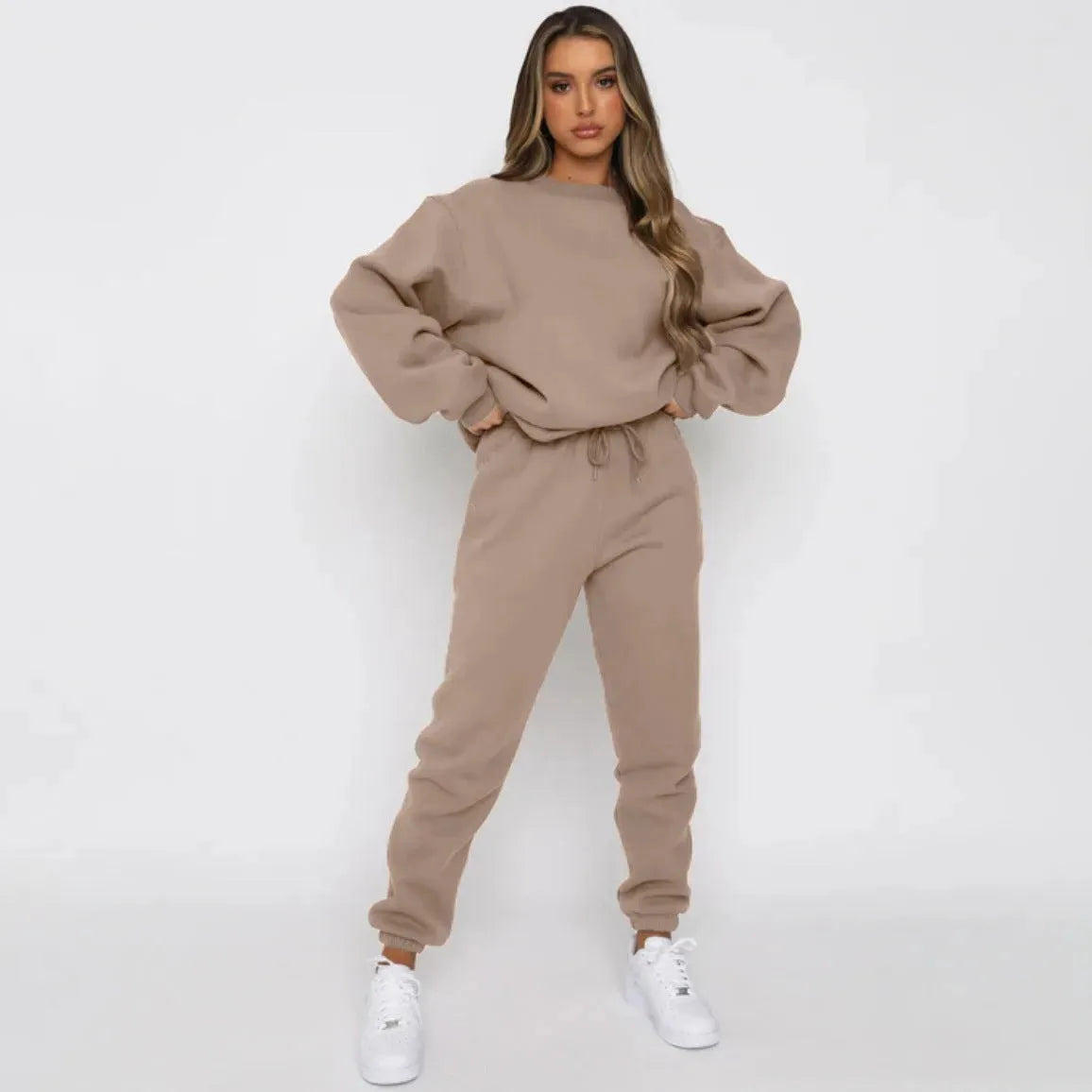 Women's Solid Color Round Neck Casual Sweater Suit - Bellarte Enchanté Women's Solid Color Round Neck Casual Sweater Suit