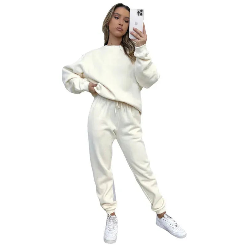 Women's Solid Color Round Neck Casual Sweater Suit - Bellarte Enchanté Women's Solid Color Round Neck Casual Sweater Suit
