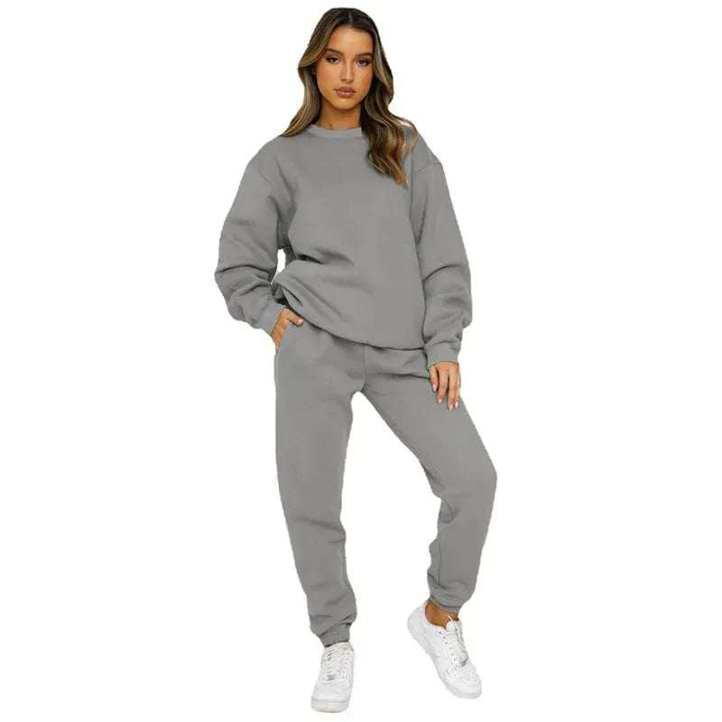 Women's Solid Color Round Neck Casual Sweater Suit - Bellarte Enchanté Women's Solid Color Round Neck Casual Sweater Suit