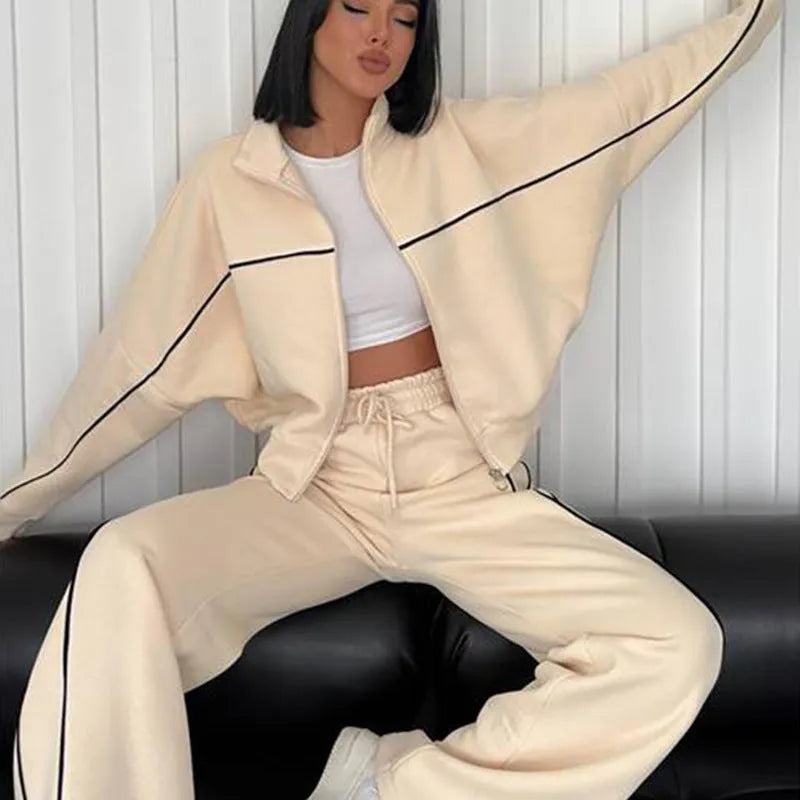 Women's Suit Long Sleeve Half Turtleneck Cardigan Trousers - Bellarte Enchanté Women's Suit Long Sleeve Half Turtleneck Cardigan Trousers