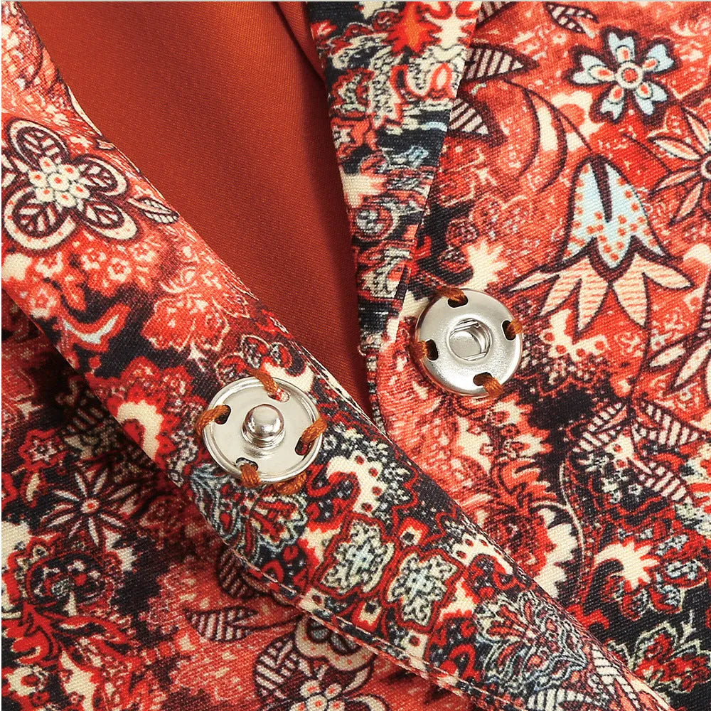 Women's V-Neck Floral Cuff Feather Dress - Bellarte Enchanté Women's V-Neck Floral Cuff Feather Dress