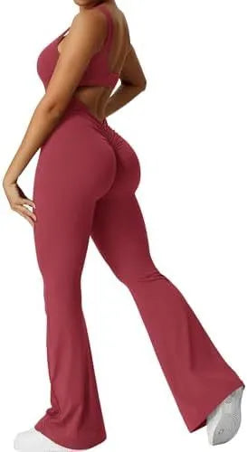 Women Sleeveless Flare Jumpsuits Fitness Yoga Long Pants - Bellarte Enchanté Women Sleeveless Flare Jumpsuits Fitness Yoga Long Pants