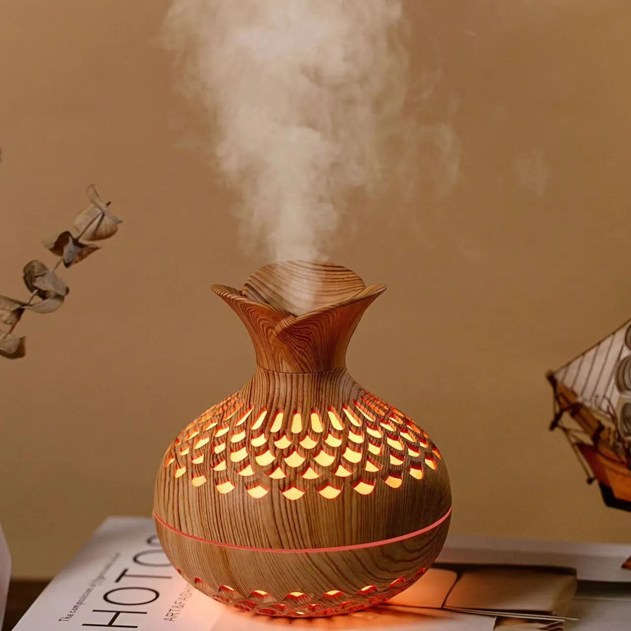 Wood Grain Mushroom Humidifier Mini Colorful Aroma Diffuser - Bellarte Enchanté Wood Grain Mushroom Humidifier Mini Colorful Aroma Diffuser