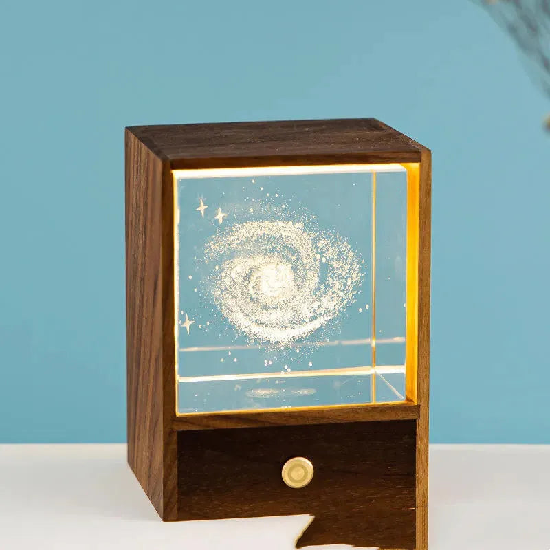 Wooden Box Square Crystal Ball Elk Cloud Night Light Christmas Birthday Gift - Bellarte Enchanté Wooden Box Square Crystal Ball Elk Cloud Night Light Christmas Birthday Gift