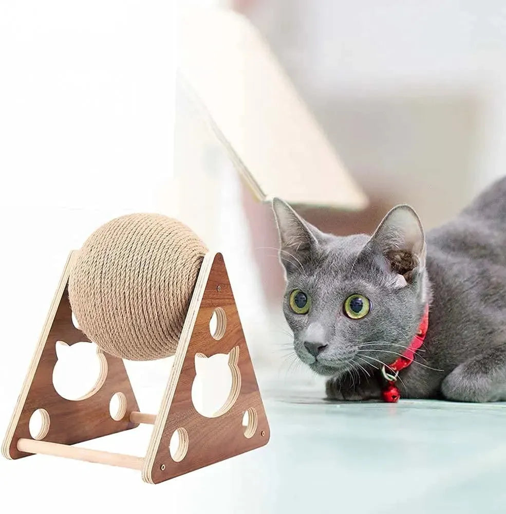 Wooden Cat Catching Treadmill Ball Toy Cat Grinding Claw Sisal Rope Ball - Bellarte Enchanté Wooden Cat Catching Treadmill Ball Toy Cat Grinding Claw Sisal Rope Ball
