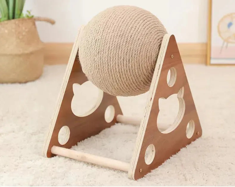 Wooden Cat Catching Treadmill Ball Toy Cat Grinding Claw Sisal Rope Ball - Bellarte Enchanté Wooden Cat Catching Treadmill Ball Toy Cat Grinding Claw Sisal Rope Ball