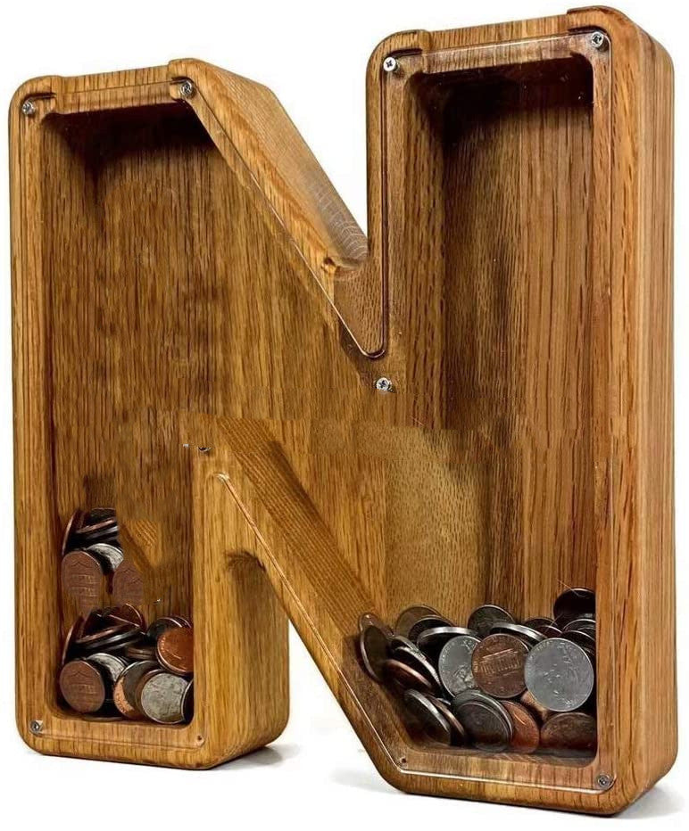 Wooden Letter Piggy Bank Creative Piggy Bank Nordic Style Piggy Bank - Bellarte Enchanté Wooden Letter Piggy Bank Creative Piggy Bank Nordic Style Piggy Bank