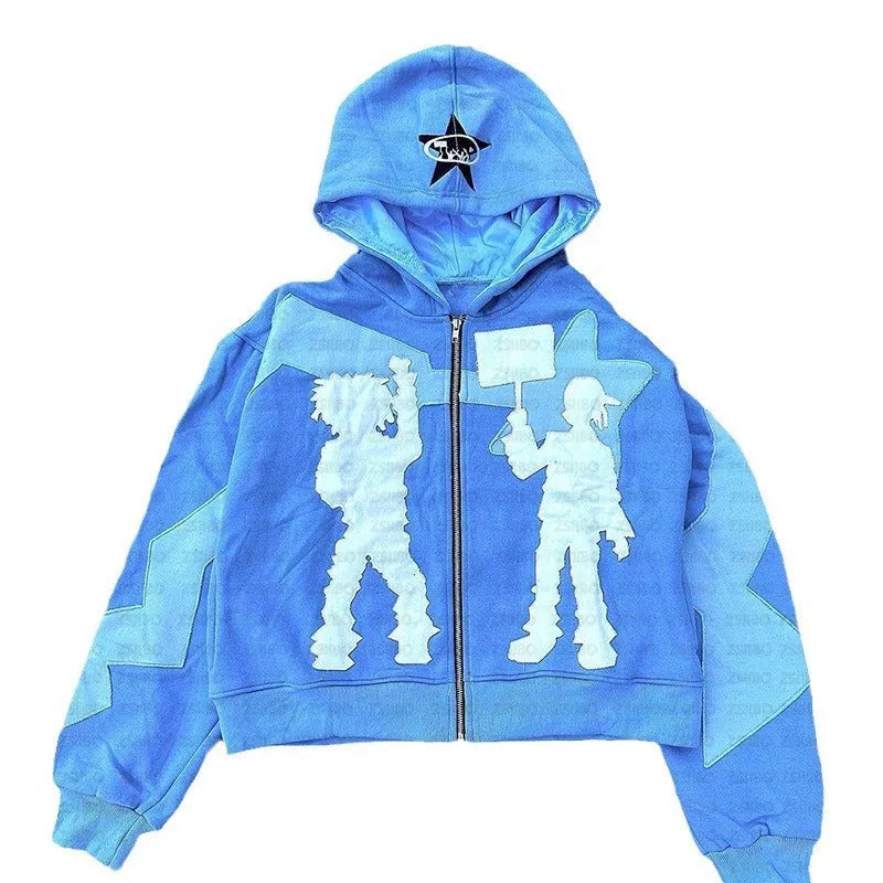 Y2g Personality Hip Hop Style Hooded Cardigan - Bellarte Enchanté Y2g Personality Hip Hop Style Hooded Cardigan
