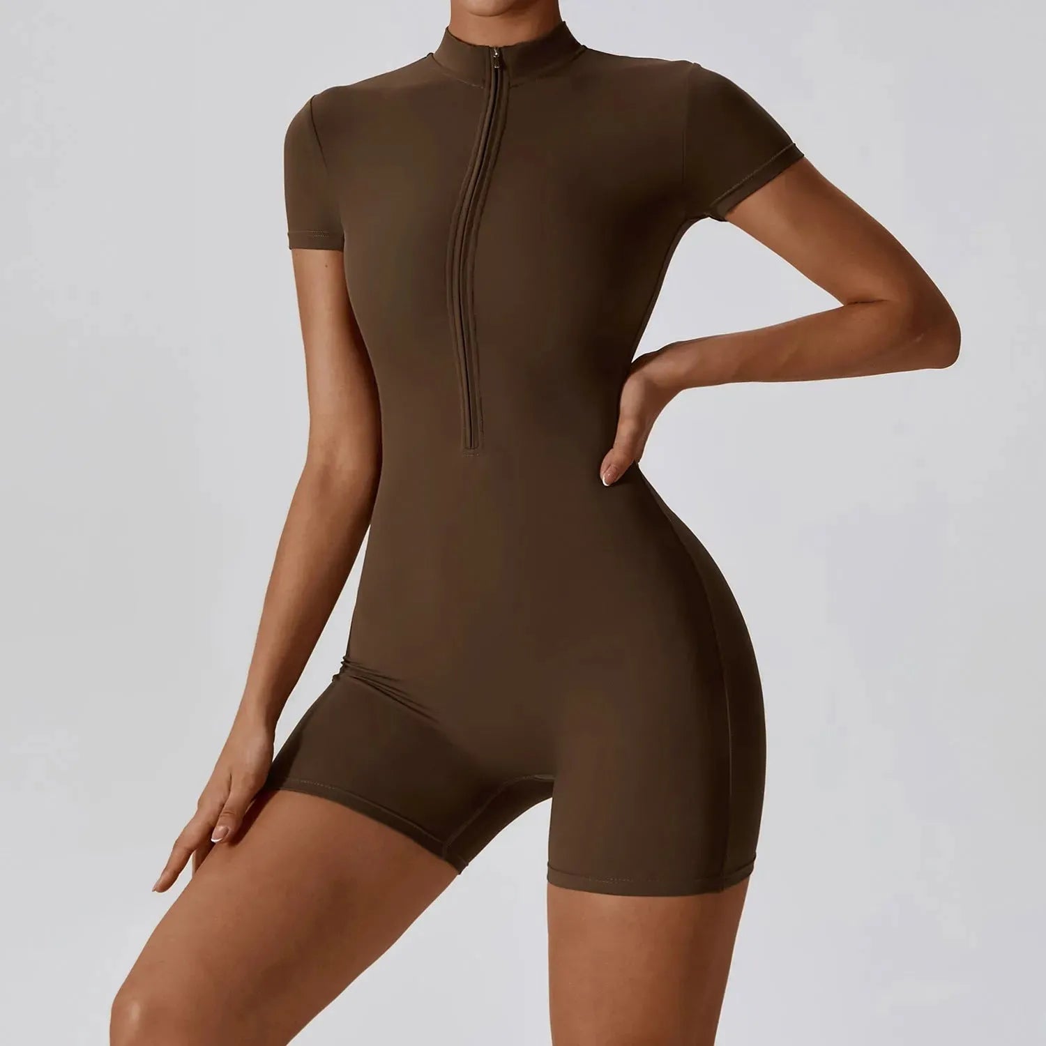 Zipper Short Sleeve Yoga Jumpsuit Women - Bellarte Enchanté Zipper Short Sleeve Yoga Jumpsuit Women