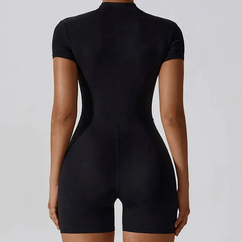 Zipper Short Sleeve Yoga Jumpsuit Women - Bellarte Enchanté Zipper Short Sleeve Yoga Jumpsuit Women